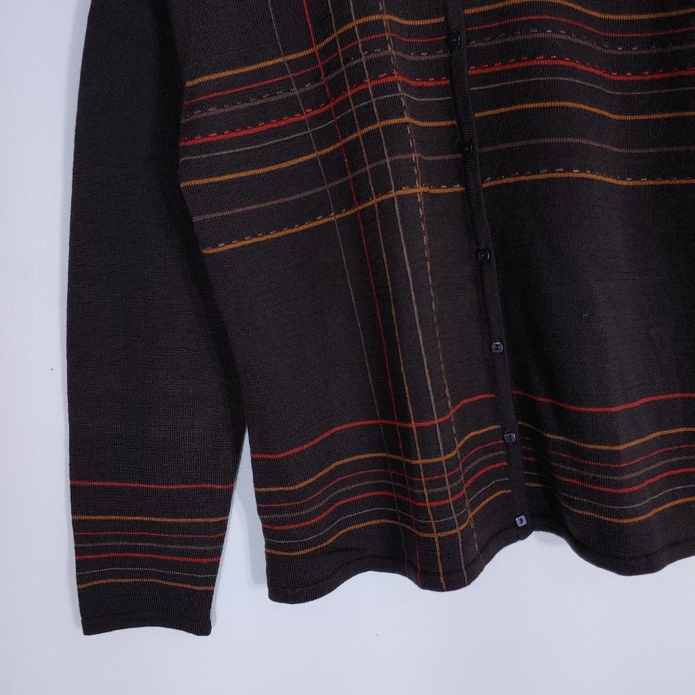 NWT Rafael Brown Striped Cardigan Acrylic & Wool - Picture 4 of 9